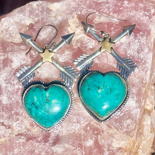 Cross My Heart Turquoise Earrings